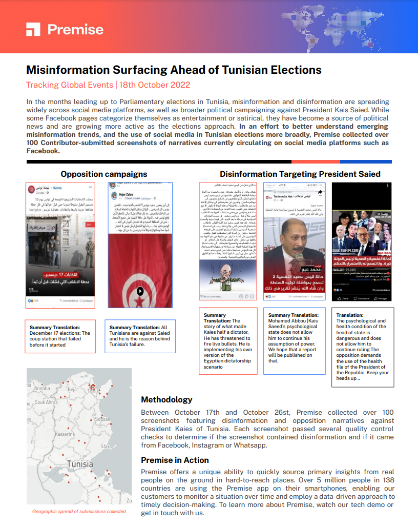 Misinformation Surfacing Ahead of Tunisian Elections