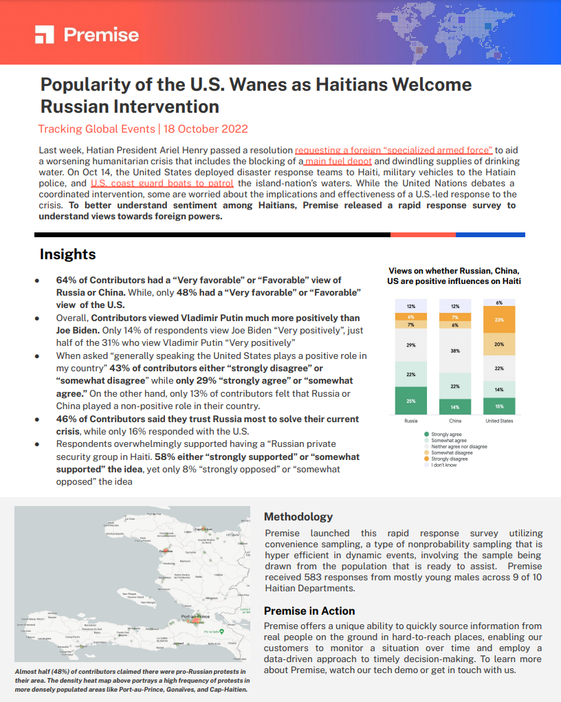 Popularity of the U.S. Wanes as Haitians Welcome Russian Intervention